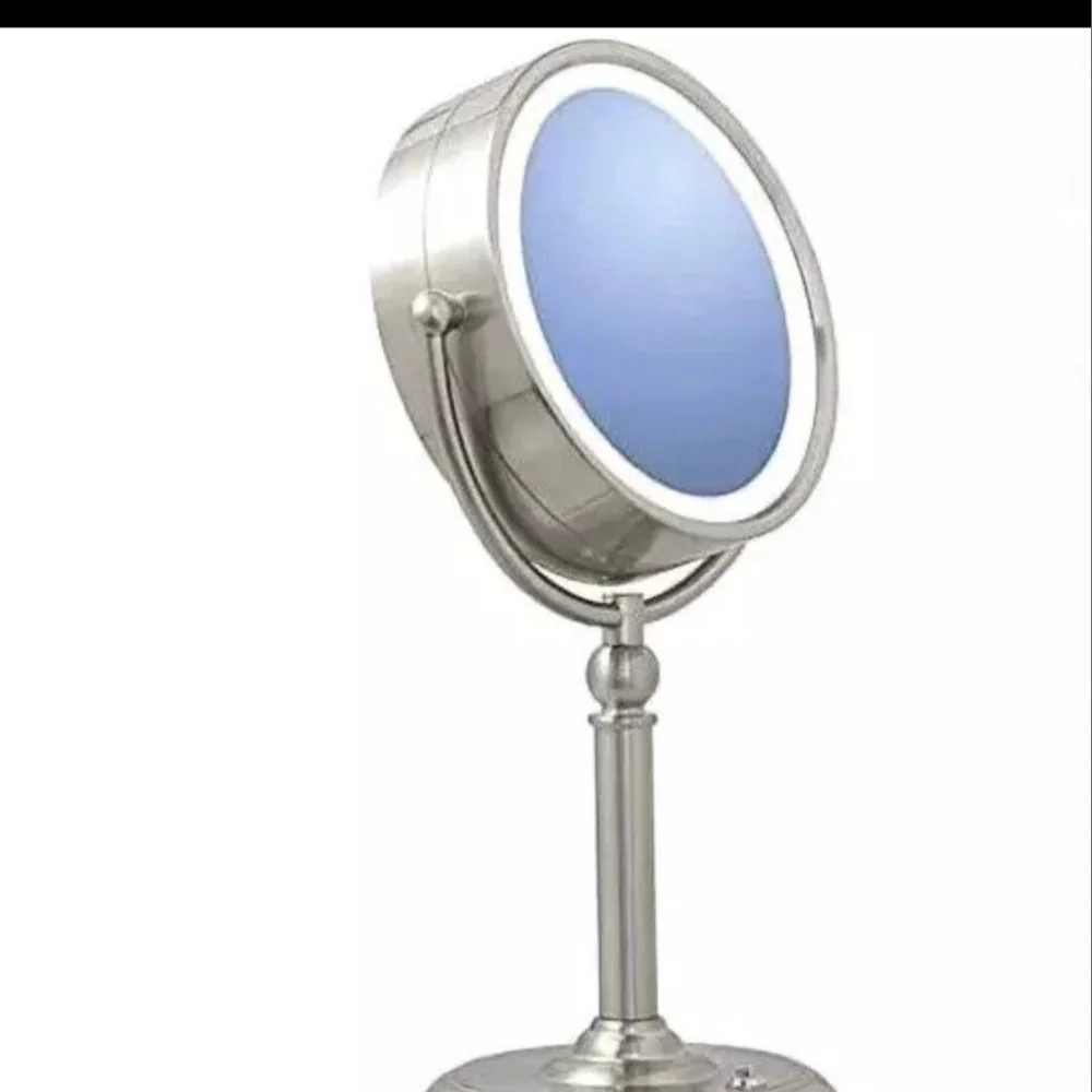 Silver LED Vanity Mirror for Bath with Magnification